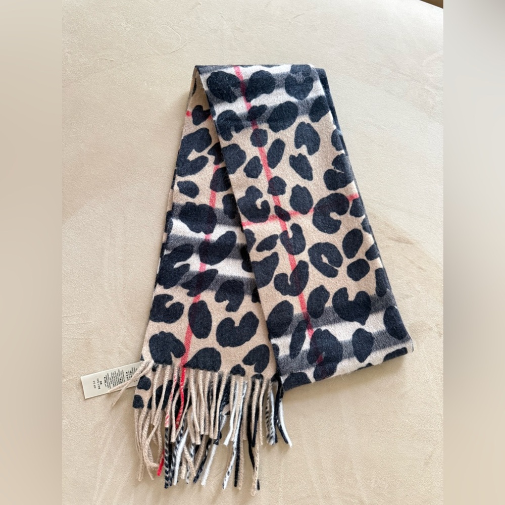 Burberry Cashmere Giant Check Animal Printed Scarf Camel - Picture 4 of 4